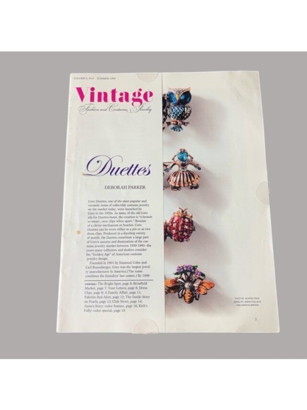 Vintage Fashion & Costume Jewelry Magazine Coro Duettes Summer 1999 Vol 6 # 3